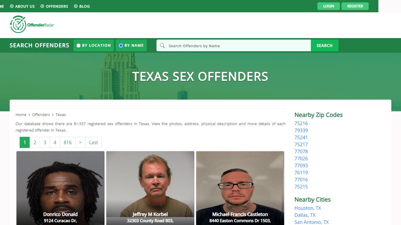 Texas Sex Offenders Registry and database at Offender Radar